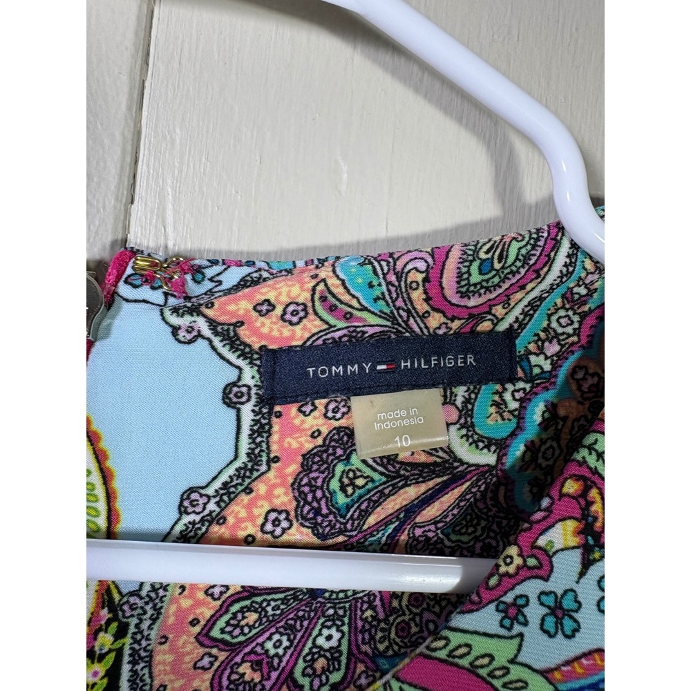 Tommy Hilfiger Paisley Bell Sleeve Dress Boho Retro Hippie 10 Psychedelic Groovy - Picture 2 of 5